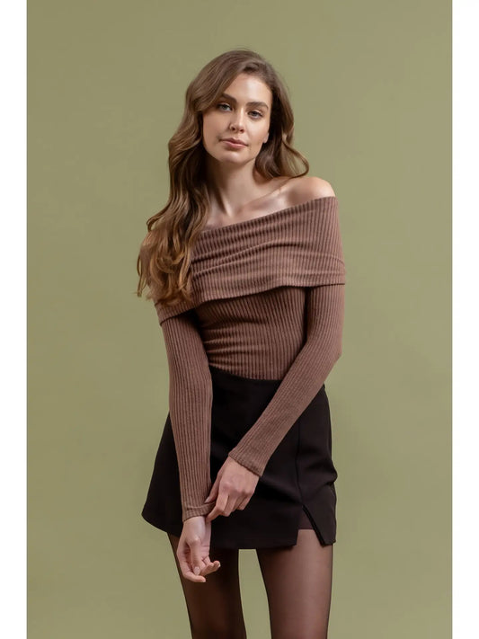 Mocha Fold Over Long Sleeve