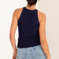 Navy High Neck Tank