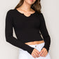 Black Notch Neck Long Sleeve