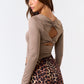 Mocha Twisted Back Long Sleeve