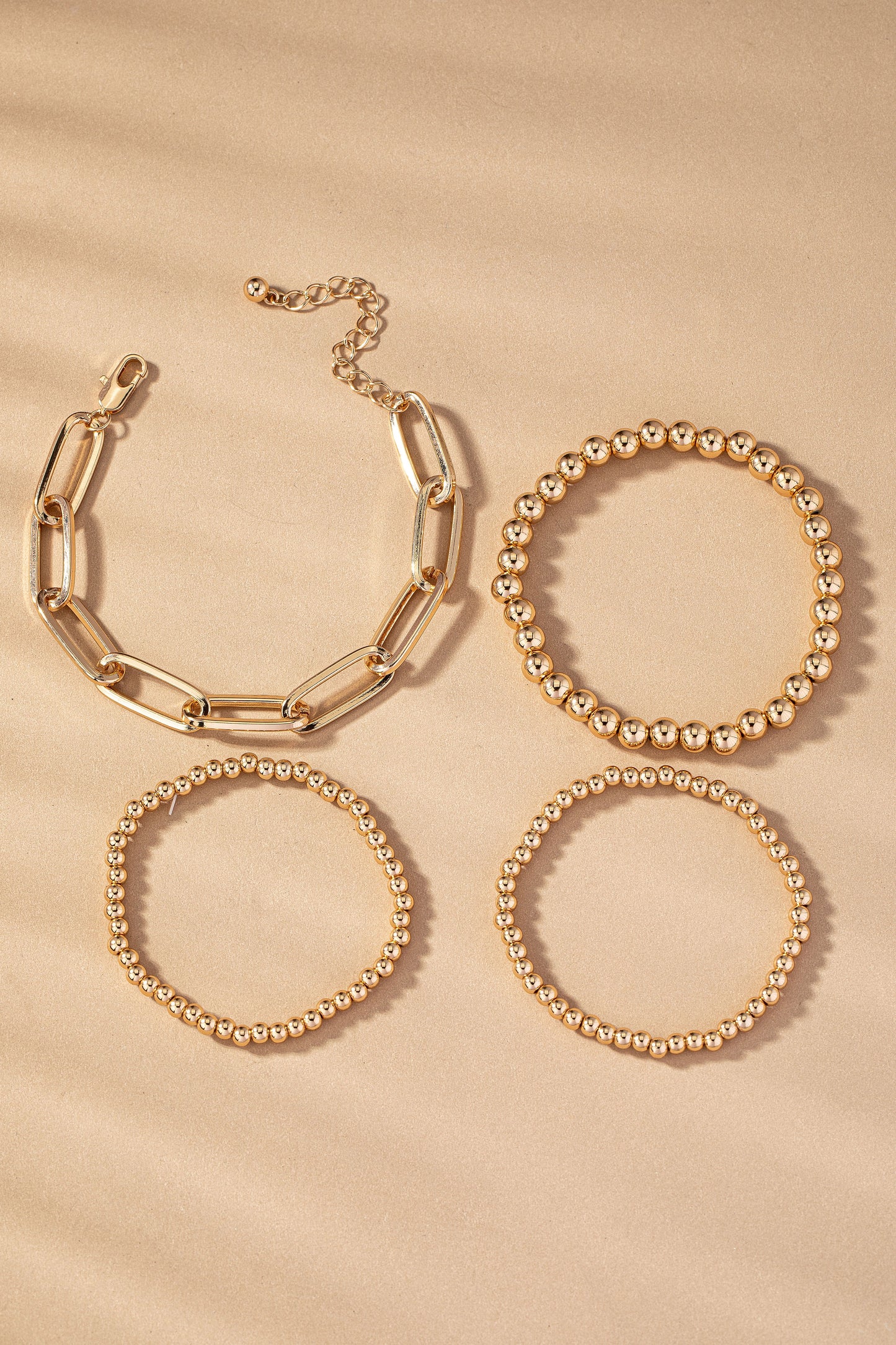 Metal Ball & Chain Bracelet Set