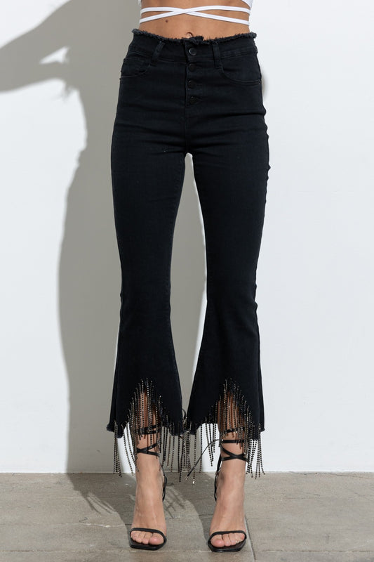 Miranda Rhinestone Fringe Denim