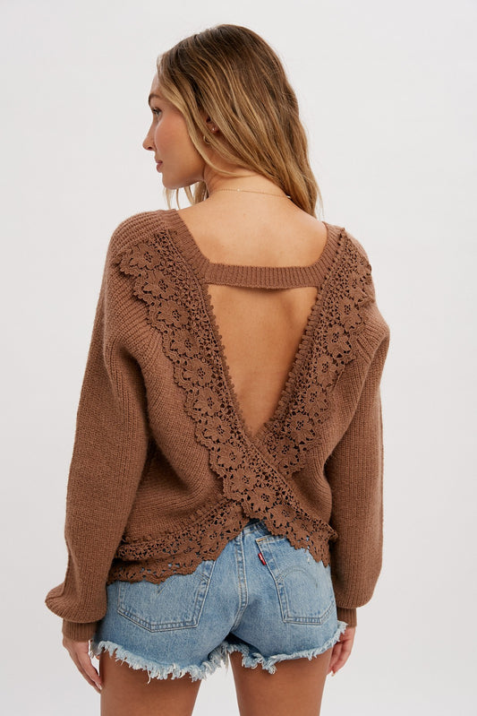 Lace Cross Back Pullover