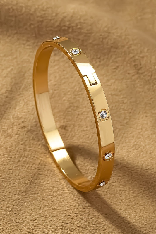 Gold Round Rhinestone Bangle