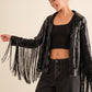 Bianca Black Sequin Fringe Jacket