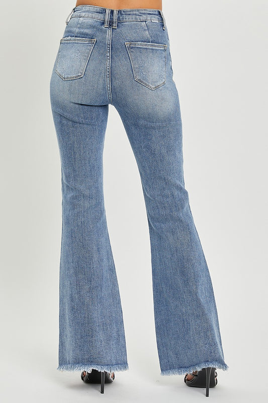 Micah Vintage Frayed Hem Flare Jeans