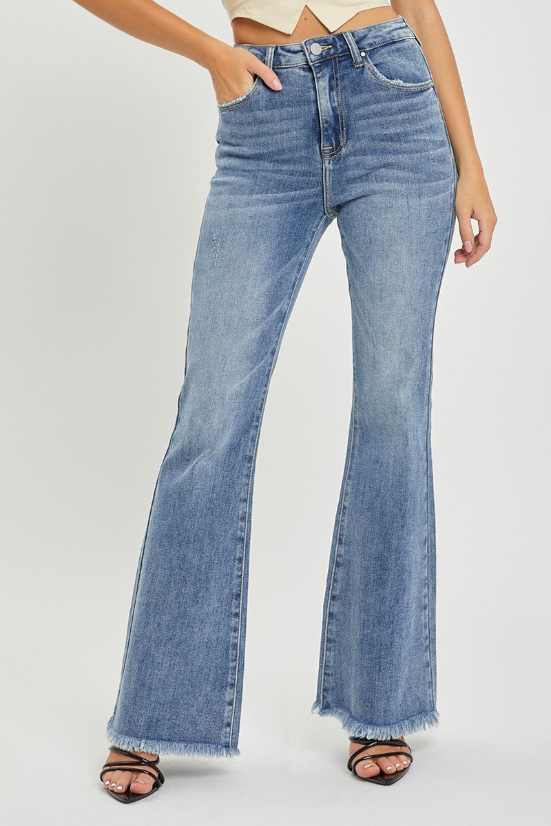 Micah Vintage Frayed Hem Flare Jeans