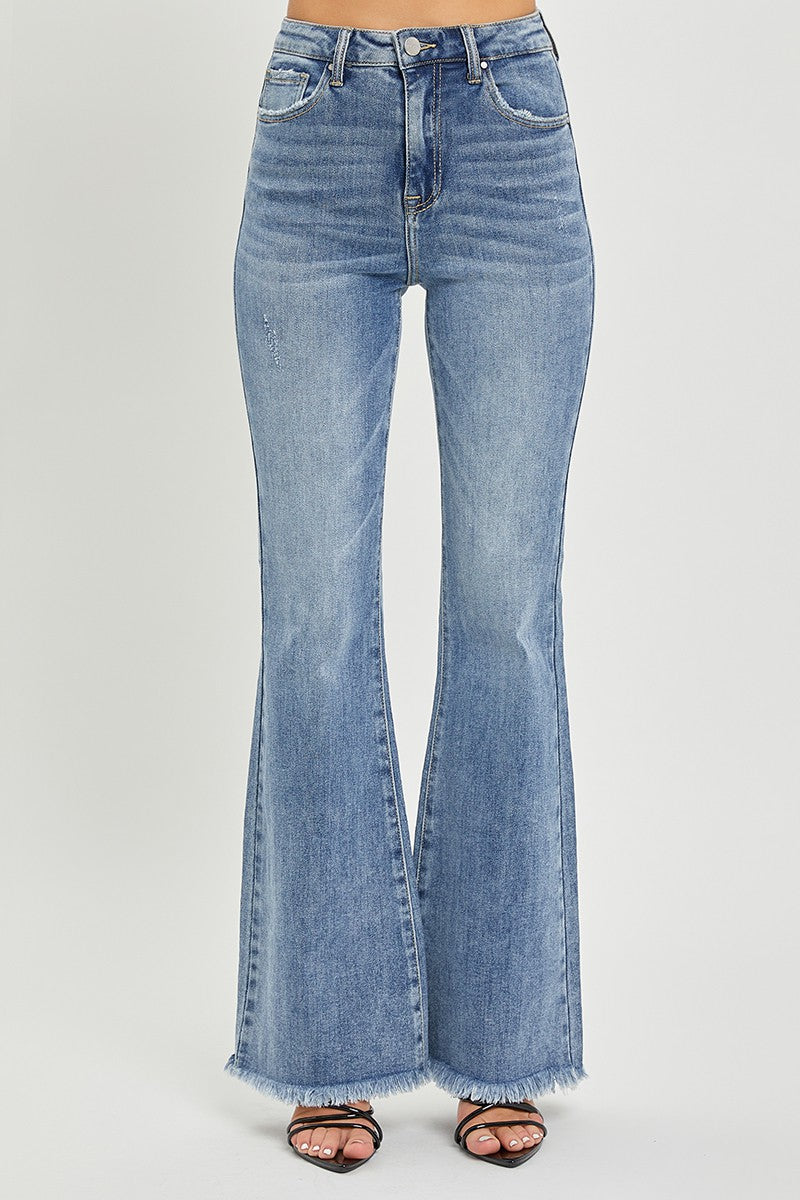 Micah Vintage Frayed Hem Flare Jeans