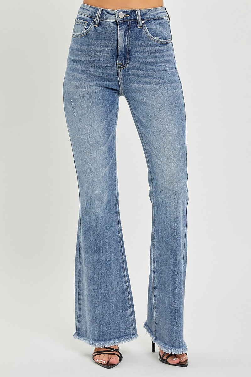 Micah Vintage Frayed Hem Flare Jeans