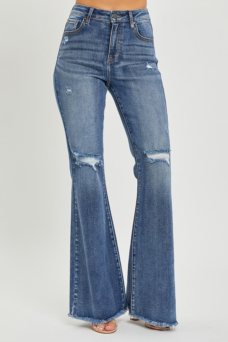 Kourtney Distressed Knee Flare Jeans