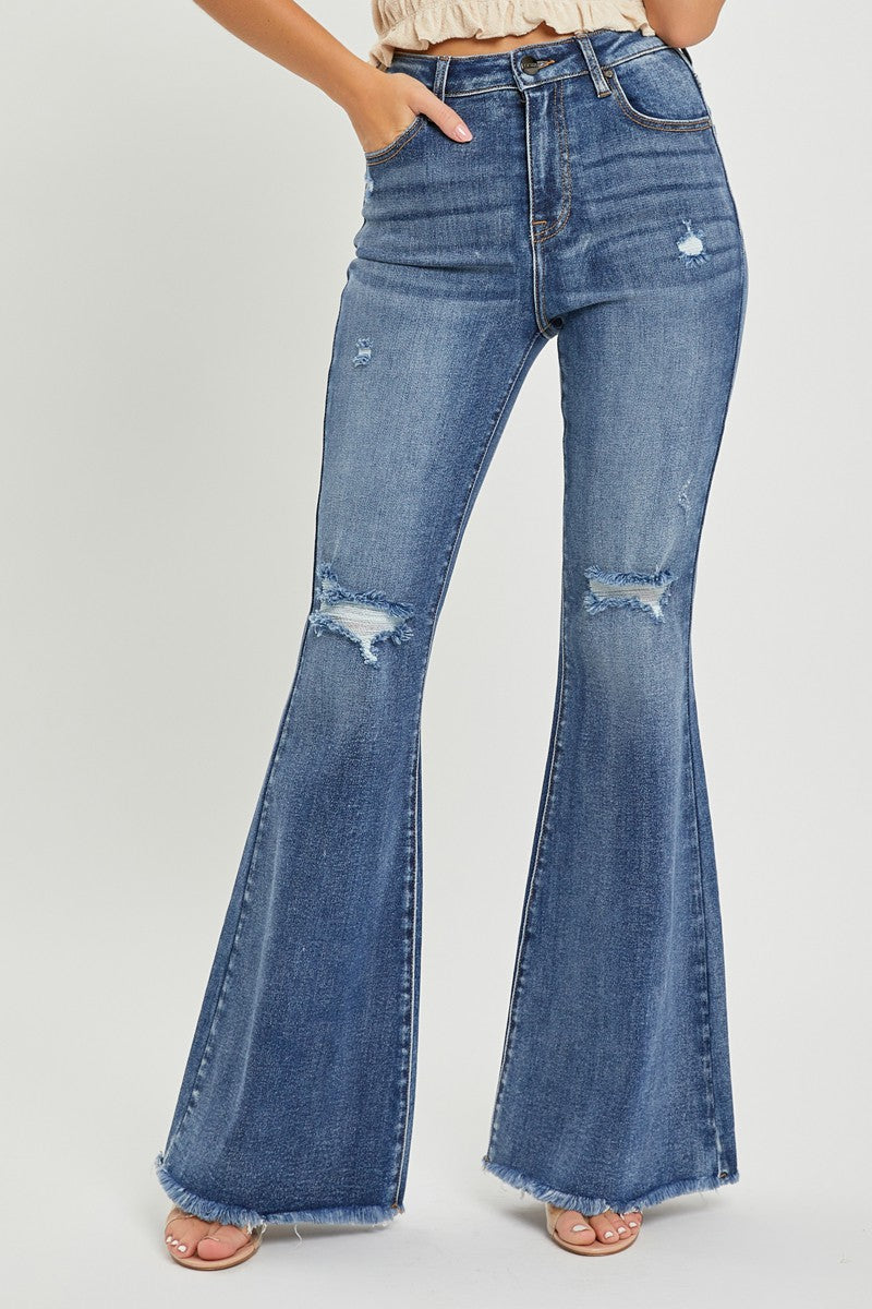 Kourtney Distressed Knee Flare Jeans