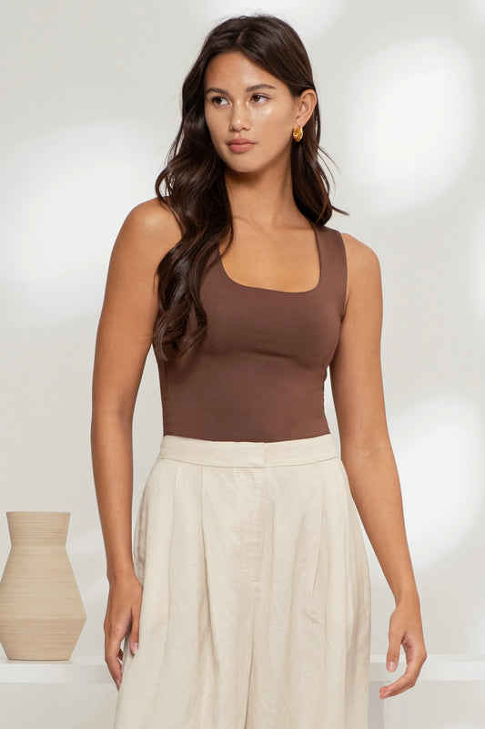 Coffee Bean Scoop Neck Cami