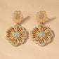 Double Flower Rhinestone Dangle Earrings