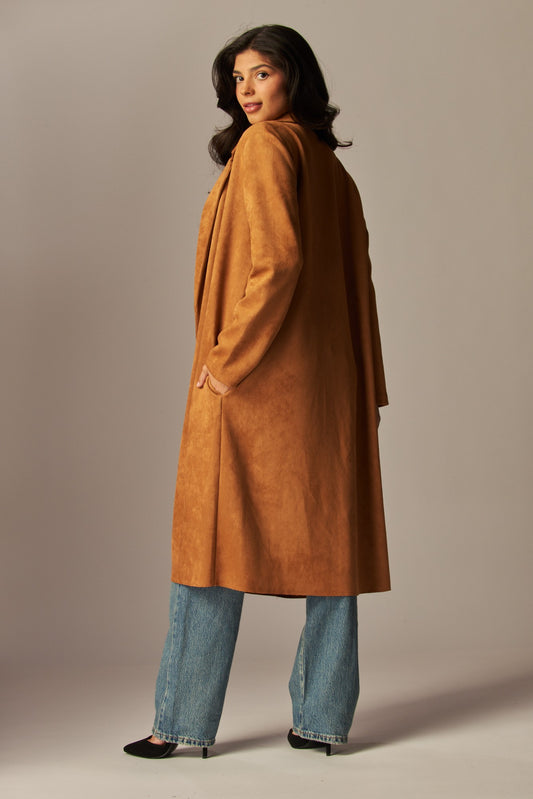 Camel Faux Suede Coat