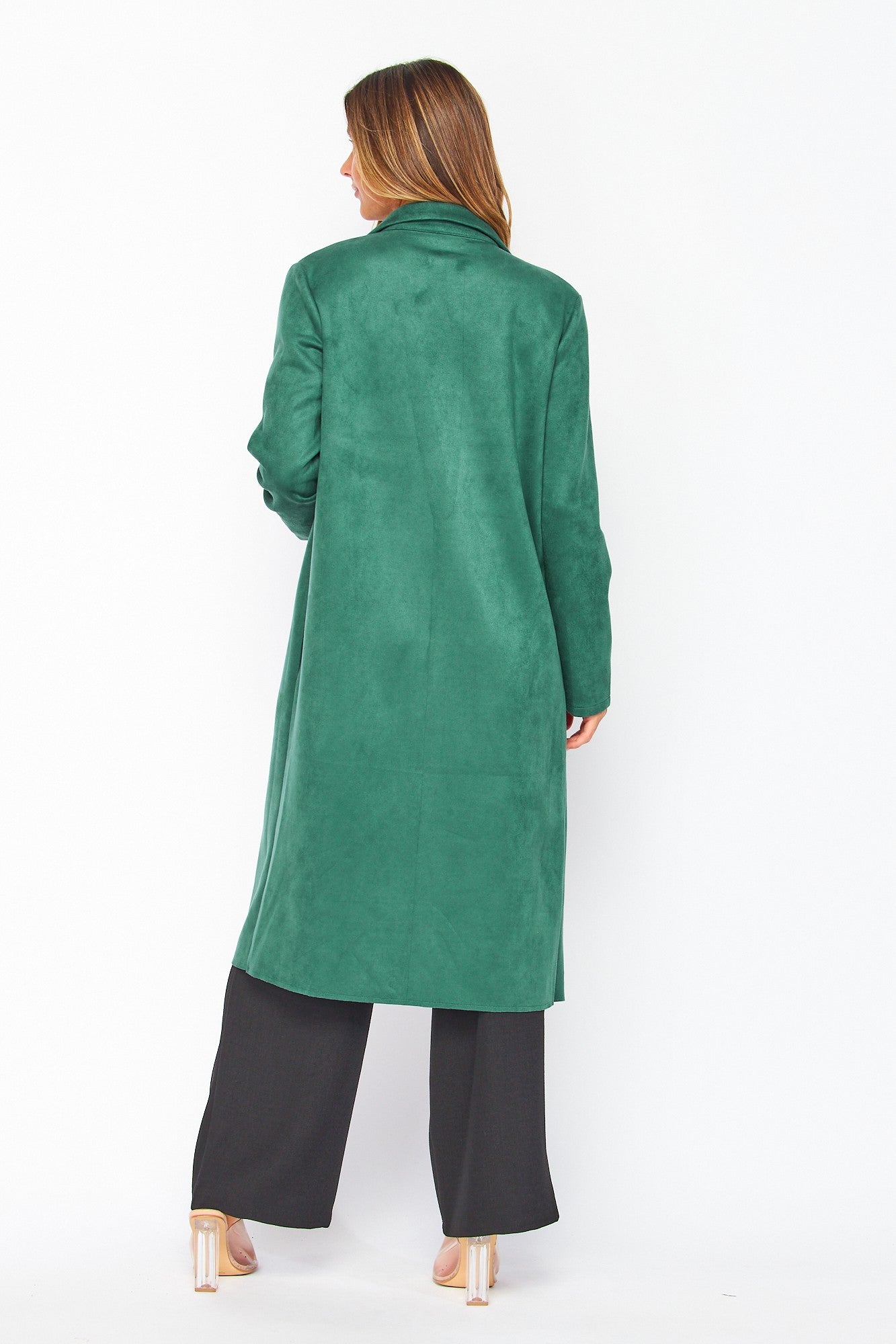 Hunter Green Faux Suede Coat