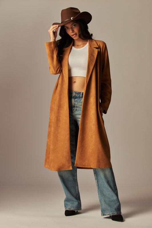 Camel Faux Suede Coat