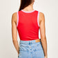 Red & Pink Ribbed Color Block Bodysuit