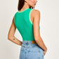 Green Ribbed Color Block Bodysuit