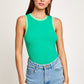 Green Ribbed Color Block Bodysuit