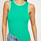 Green Ribbed Color Block Bodysuit