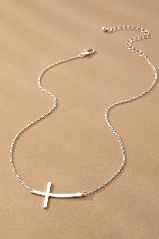 Curved Cross Necklace