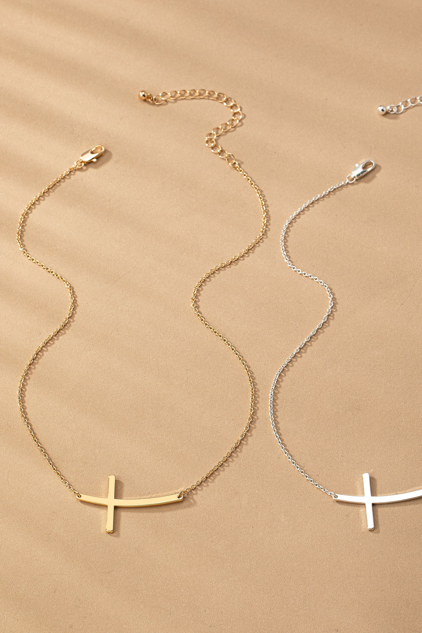 Curved Cross Necklace