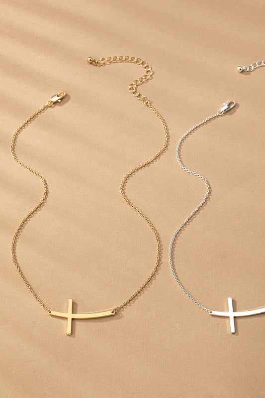 Curved Cross Necklace