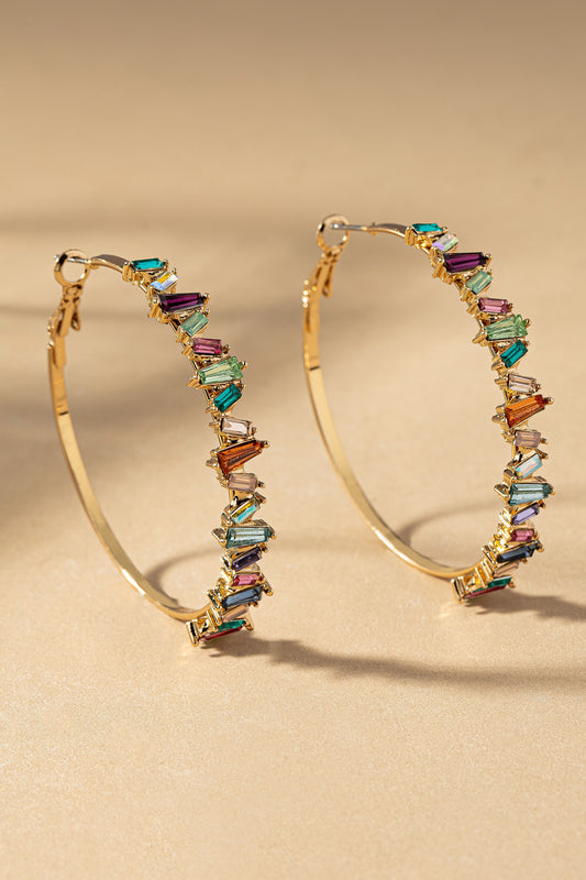 Kristina Baguette Rhinestone Hoops