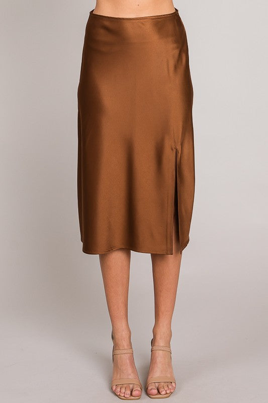 Cafe Satin Midi Skirt