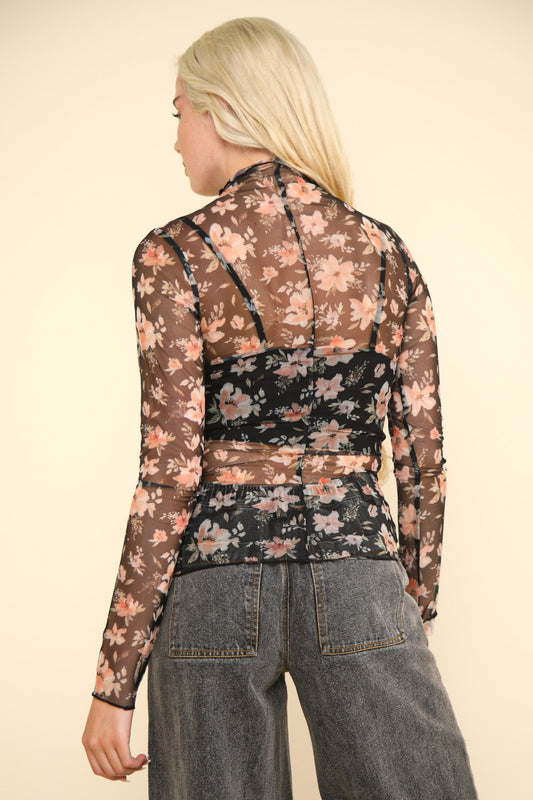 Nicole Floral Mesh Long Sleeve