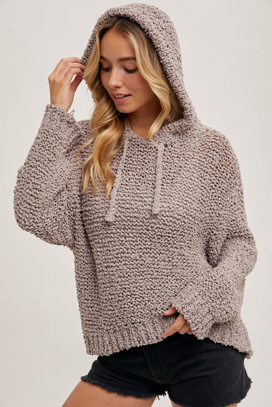 Mushroom Knit Hooded Sweater