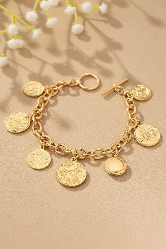 Chunky Chain Coin Bracelet