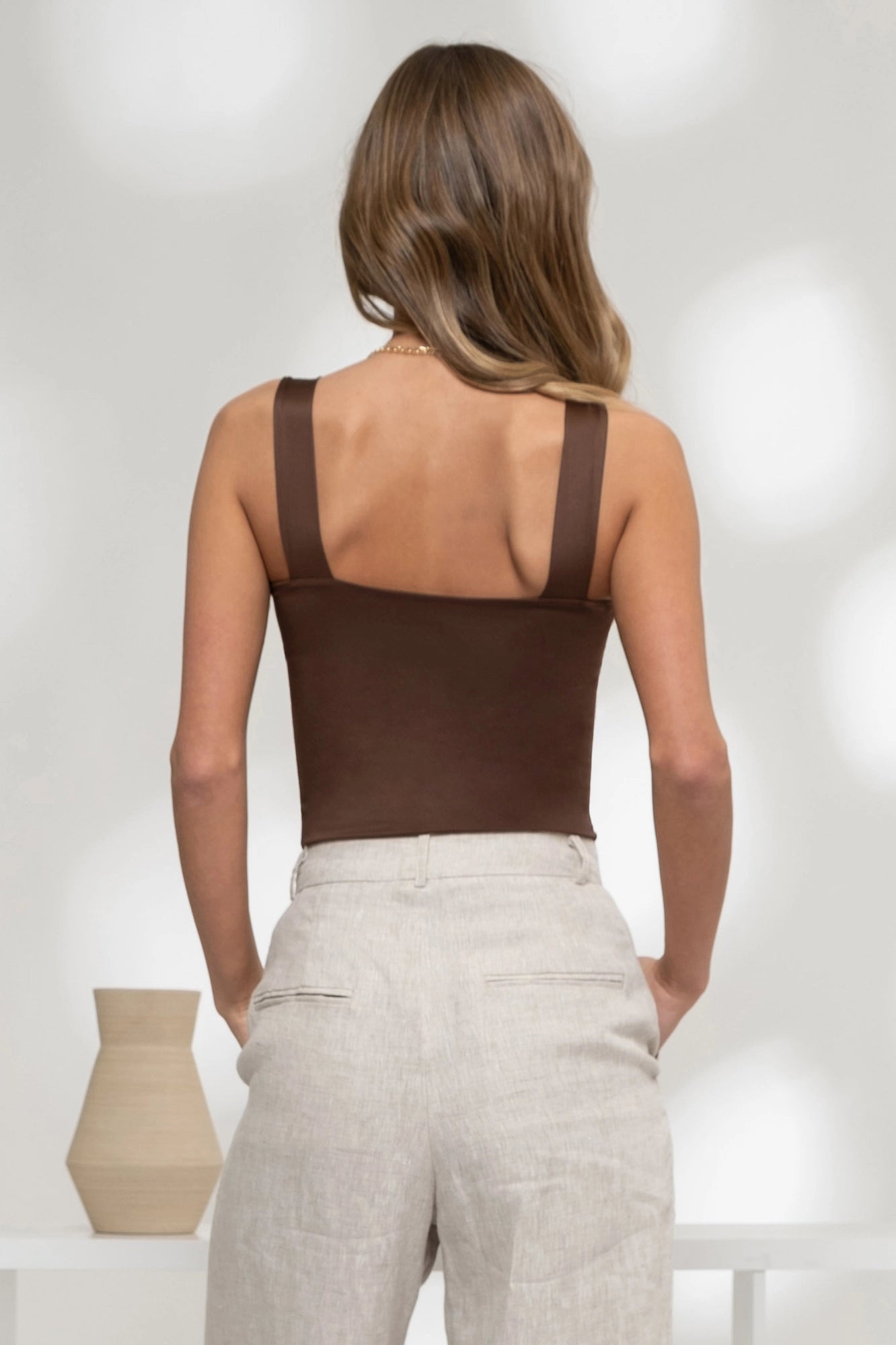 Brown Square Neck Cami