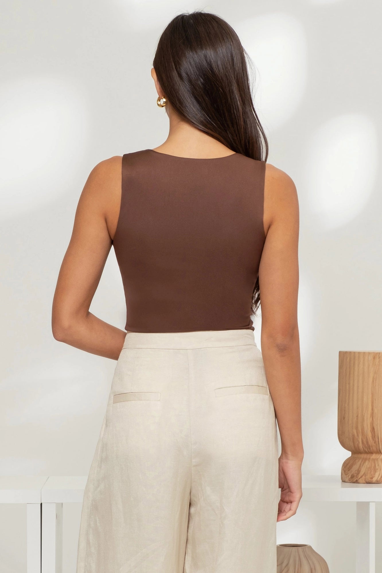 Coffee Bean Scoop Neck Cami