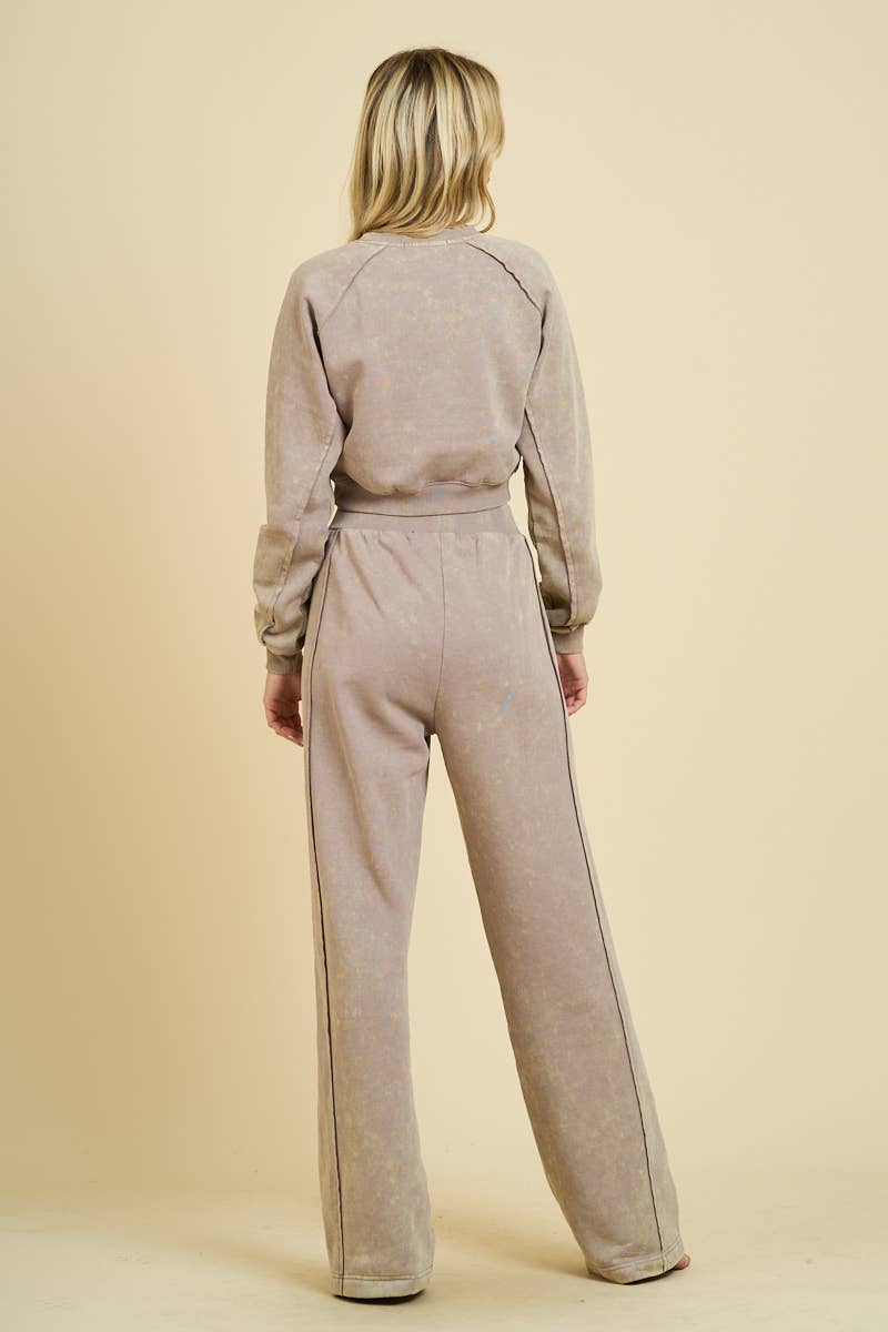 Mushroom Washed Sweatshirt and Banded Pants Set
