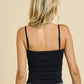 Black Folded Neck Seamless Cami Top