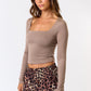 Mocha Twisted Back Long Sleeve