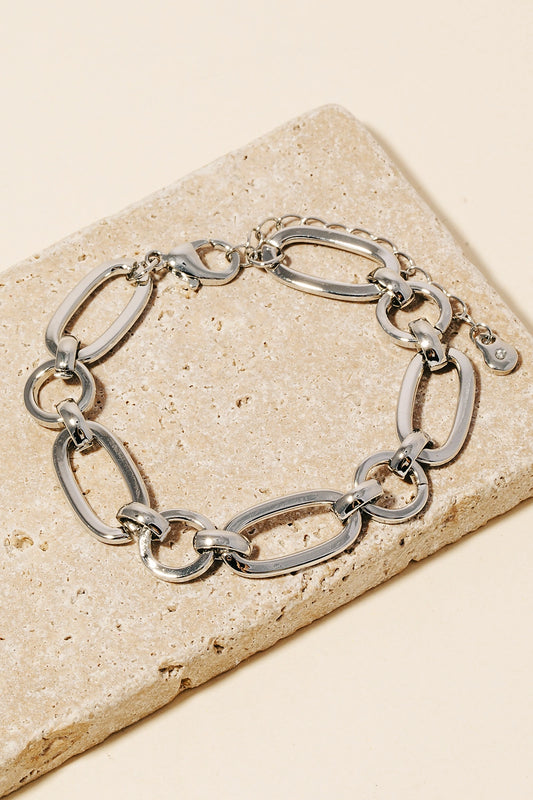 Silver Hoop & Oval Link Bracelet