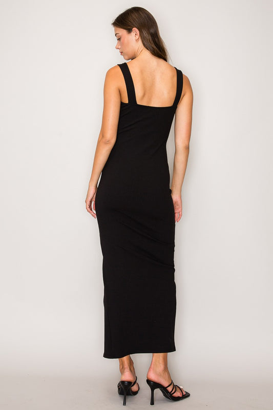 Black Square Neck Maxi Dress