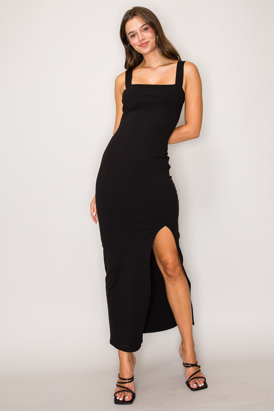 Black Square Neck Maxi Dress