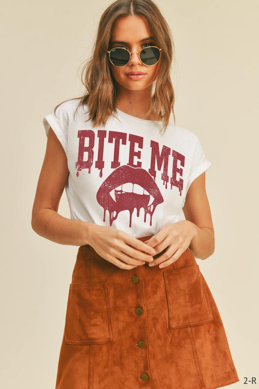 Bite Me Rolled Sleeve Tee