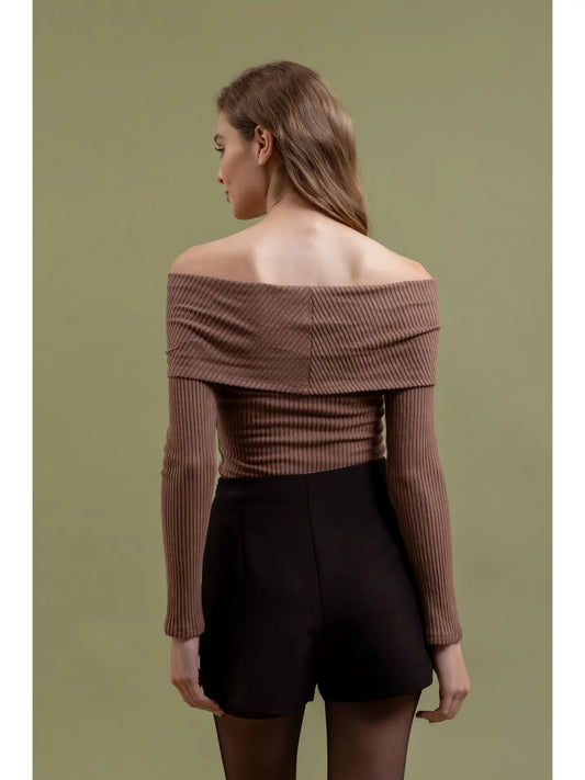 Mocha Fold Over Long Sleeve