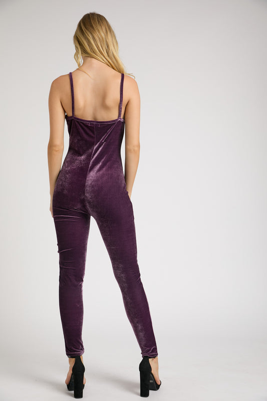 Deep Mauve Velvet Jumpsuit