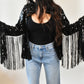 Bianca Black Sequin Fringe Jacket