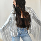 Bianca Silver Sequin Fringe Jacket