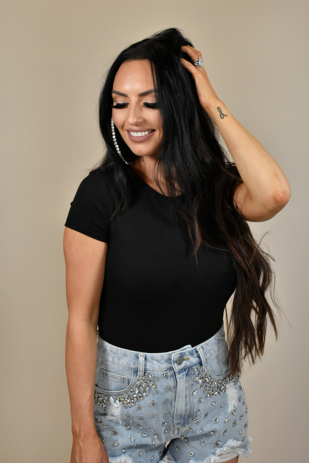 Olivia Black Short Sleeve Bodysuit