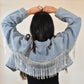 Rhinestone Fringe Denim Jacket