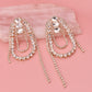 Oval Rhinestone Fringe Earrings