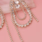 Oval Rhinestone Fringe Earrings