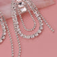 Oval Rhinestone Fringe Earrings